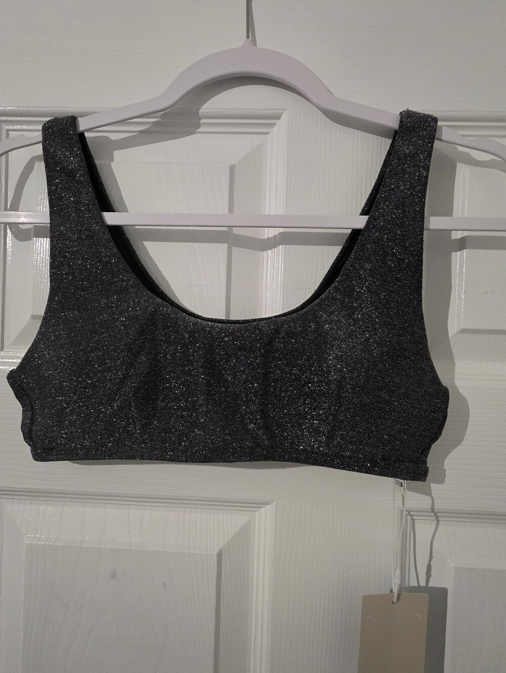 NWT HALARA Glitter Scoop Bra Top - Black